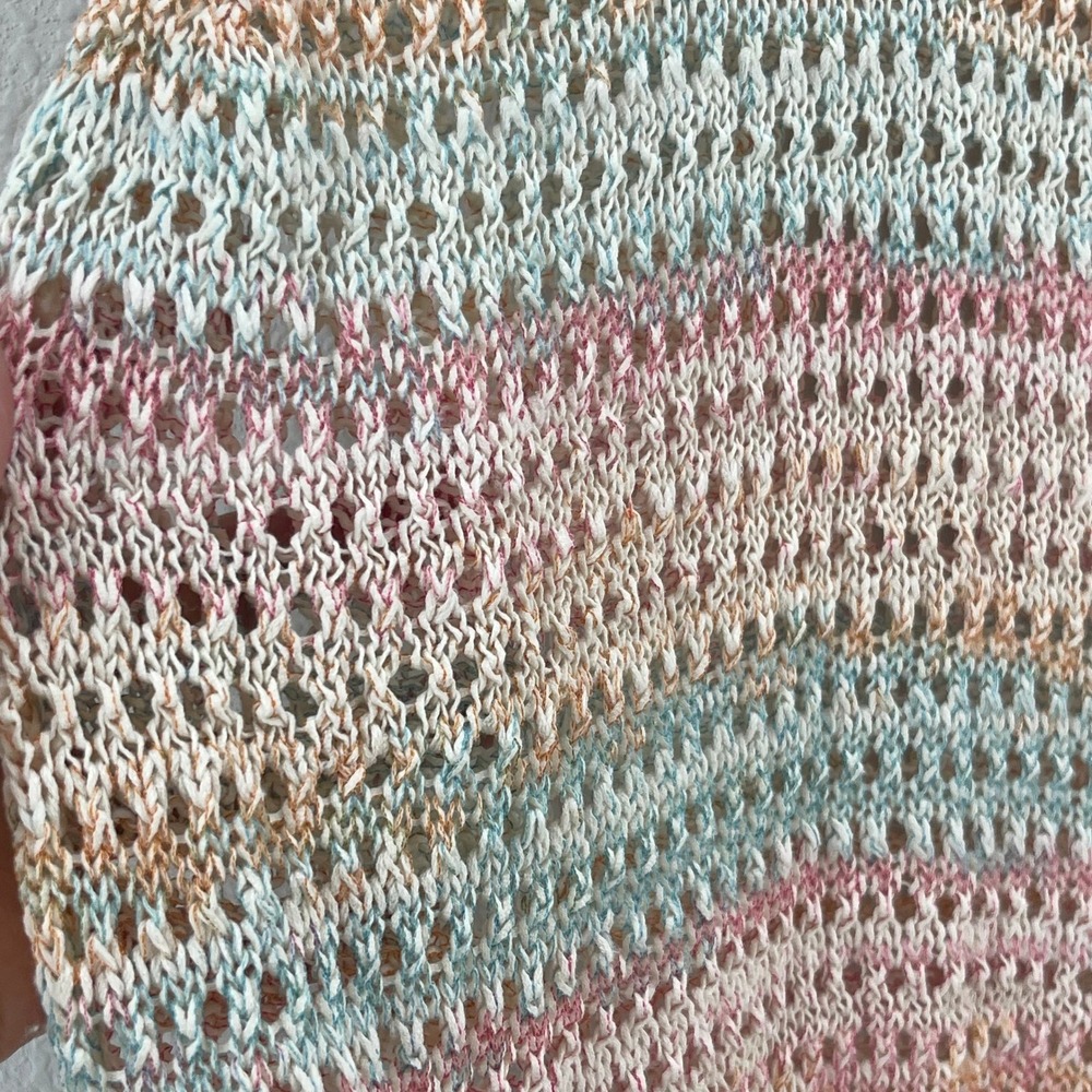 Crochet Tank Top‎ Womens XS Pastel Boho Festival Open Knit Coastal Cowgirl - Picture 3 of 9